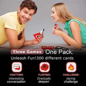 Fun Games for Couples with 300 Cards Include Conversations, Challenge & More, Perfect for Date Night Ideas.Exciting Truth or Dare Game for Couples - Fun and Romantic Card Game.17+