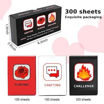Fun Games for Couples with 300 Cards Include Conversations, Challenge & More, Perfect for Date Night Ideas.Exciting Truth or Dare Game for Couples - Fun and Romantic Card Game.17+