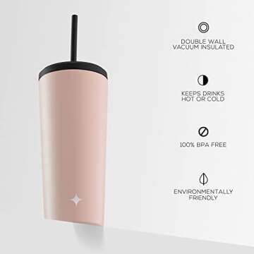 JoyJolt Triple Insulated 20oz Tumbler with Lid and Straw (2 Each) Vacuum Double Wall Stainless Steel Tumbler, Copper Lined for 12Hr Hold/Cold Drinks. Leakproof Water Bottle, Tea or Iced Coffee Cup