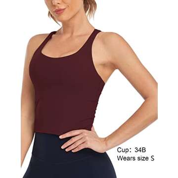 HeyNuts Longline Zeal Sports Bras for Women, Medium Impact Wirefree Yoga Bras Padded Workout Tank To...