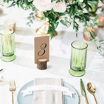 Jofefe Rustic Wood Place Card Holders and Kraft Cards