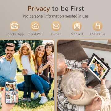 Digital Picture Frame - Benibela 10.1 Inch WiFi AI Smart Electronic Photo Frame with IPS Touch Screen, AI Recognition, 2 Filter, 32GB Slideshow Display, Share Photo Video Anywhere via Email App USB