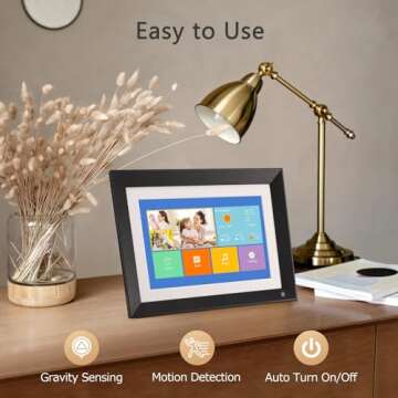 Digital Picture Frame - Benibela 10.1 Inch WiFi AI Smart Electronic Photo Frame with IPS Touch Screen, AI Recognition, 2 Filter, 32GB Slideshow Display, Share Photo Video Anywhere via Email App USB