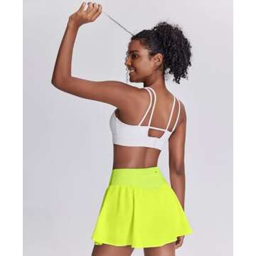 PINSPARK Women's High Waisted Tennis Skirts Tummy Control Pleated Golf Skorts Built-in Shorts Pickle...