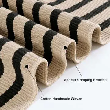 Sungea Outdoor Striped Rug 3'x5' Eco-Friendly Cotton Mat