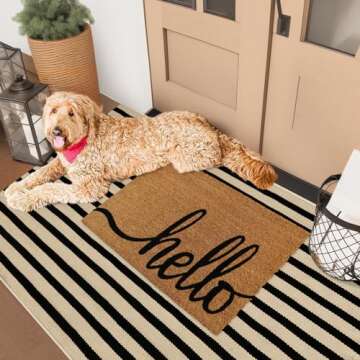 Sungea Outdoor Striped Rug 3'x5' Eco-Friendly Cotton Mat