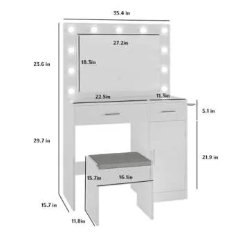 Stylish Viaozutis Vanity Desk with Adjustable Lighting and Storage