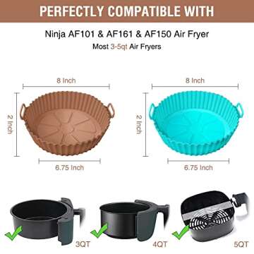Air Fryer Silicone Liners for Ninja Air Fryer AF101 4QT AF161/AF150 5.5QT, for COSORI/Gourmia/PowerX...