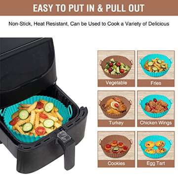 Air Fryer Silicone Liners for Ninja Air Fryer AF101 4QT AF161/AF150 5.5QT, for COSORI/Gourmia/PowerXL/InstantPot/Fabuletta/Philips Air Fryer 4QT, and Most 3 to 5 QT Airfryer, Better than Paper Liners