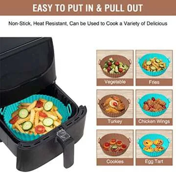Air Fryer Silicone Liners for Ninja Air Fryer AF101 4QT AF161/AF150 5.5QT, for COSORI/Gourmia/PowerXL/InstantPot/Fabuletta/Philips Air Fryer 4QT, and Most 3 to 5 QT Airfryer, Better than Paper Liners