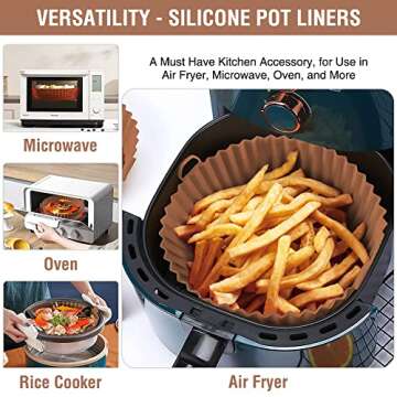 Air Fryer Silicone Liners for Ninja Air Fryer AF101 4QT AF161/AF150 5.5QT, for COSORI/Gourmia/PowerXL/InstantPot/Fabuletta/Philips Air Fryer 4QT, and Most 3 to 5 QT Airfryer, Better than Paper Liners
