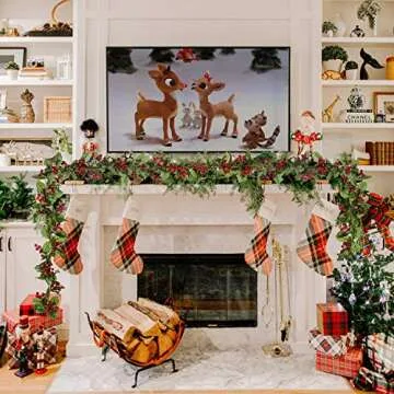 DearHouse 6FT Red Berry Christmas Garland, Flexible Artificial Berry Garland for Indoor Outdoor Home Fireplace Decoration for Winter Christmas Holiday New Year Decor