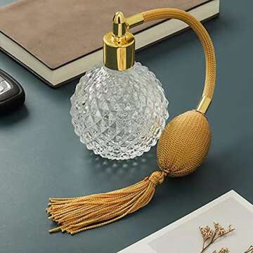 YIJU 1 set 100ml Clear Crystal Vintage Style Perfume Bottles Long Spray Tassels Pumps Refillable Retro Glass Bottles Makeup Tools, Clear