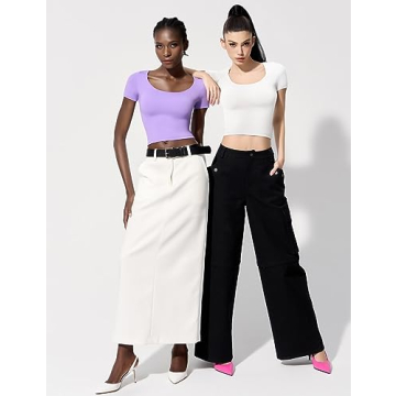 PUMIEY Scoop Neck Slim Fit Tee for Women - Stylish Comfort