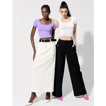 PUMIEY Scoop Neck Slim Fit Tee for Women - Stylish Comfort