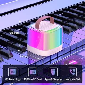 Mini Karaoke Machine for Kids Adults, Portable Bluetooth Karaoke Speaker with 2 Wireless Mics and LE...