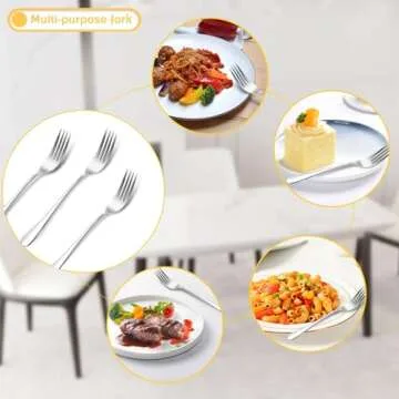 12 Pieces Spoons and Forks Set,Food Grade Stainless Steel Flatware Cutlery Set,6 Forks(6.8 inch) and 6 Spoons(6.6inch) Silverware Set for Home,Kitchen,Restaurant-Mirror Polished & Dishwasher Safe