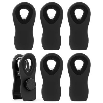 6 Pack Black Magnetic Chip Bag Clips - Stylish and Functional Kitchen Accessory
