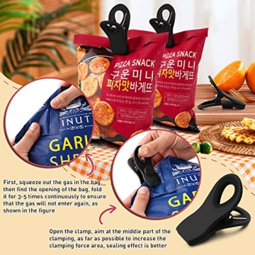 Versatile Black Magnetic Chip Bag Clips - 6 Pack
