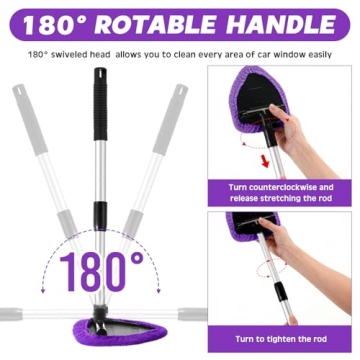 Potchen 8 Pcs Car Windshield Cleaner Tool Kit - Extendable, Durable & Versatile