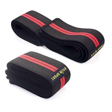 KYLIN SPORT 79" Knee Wrap (Pair) Elasticated Compression Knee Support for Cross Training WODs Gym Workout Weightlifting Fitness Powerlifting/Man and Woman (Red/Black)