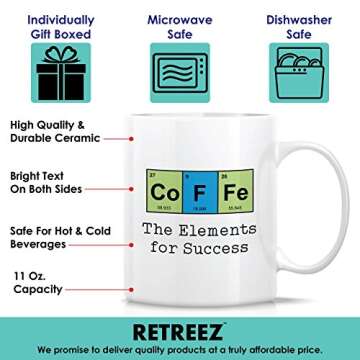 Retreez Funny Mug - Coffee The Elements For Success Chemist Chemistry 11 Oz Ceramic Coffee Mugs - Funny, Sarcasm, Motivational, Inspirational birthday gifts for friends, coworkers, siblings, dad, mom