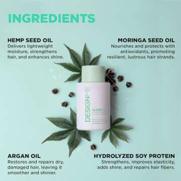 Design.Me GLOSS.ME Hydrating Conditioner | Moisturizing Conditioner with Hemp & Argan Oil for Dry, Damaged Hair | Adds Softness, Shine & Smooths Frizz | Conditioner for All Hair Types, Color Safe
