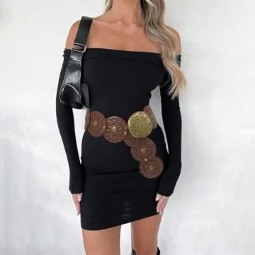 Stylish Buywis Wide Disc Boho Belt for Women 115CM