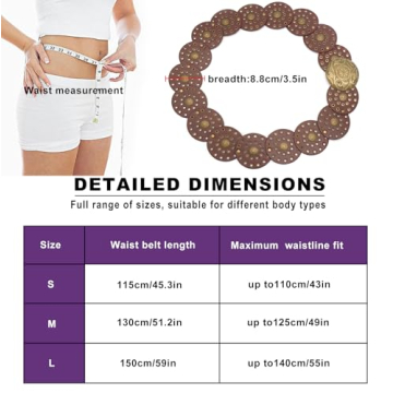 Stylish Buywis Wide Disc Boho Belt for Women 115CM