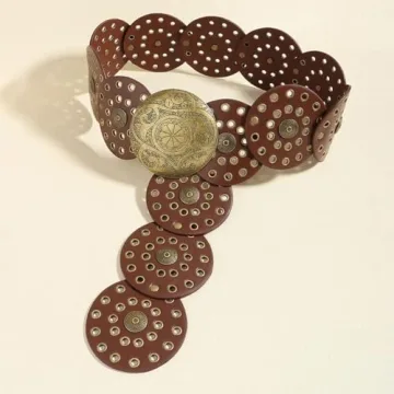 Stylish Buywis Wide Disc Boho Belt for Women 115CM