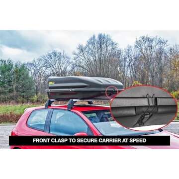 JEGS Rooftop Cargo Carrier for Car Storage - Large Roof Rack Cargo Carrier - Heavy Duty Weatherproof Storage - Made in USA - 18 Cubic Ft - 110 Lb Capacity - Aero Hard Shell Cargo Carrier