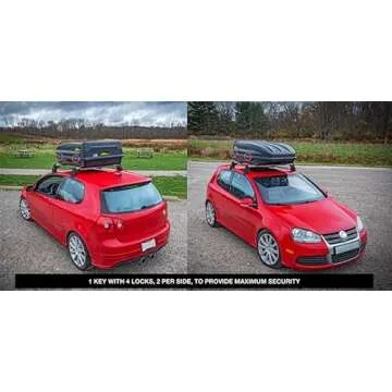 JEGS Rooftop Cargo Carrier for Car Storage - Large Roof Rack Cargo Carrier - Heavy Duty Weatherproof Storage - Made in USA - 18 Cubic Ft - 110 Lb Capacity - Aero Hard Shell Cargo Carrier