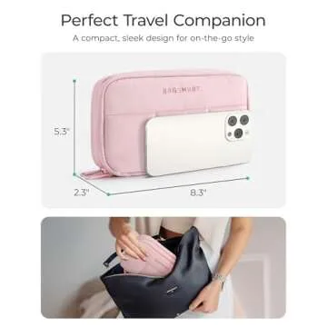 BAGSMART Electronics Organizer Travel Case, Cord Storage for Chargers Cables Phones, Compact Tech Accessories Pouch, Beige