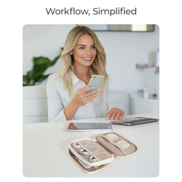 BAGSMART Electronics Organizer Travel Case, Cord Storage for Chargers Cables Phones, Compact Tech Accessories Pouch, Beige