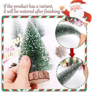 Small Christmas Tree Decorations Indoor, Bottle Brush Trees Christmas Centerpieces for Tables, Fake Pine Sisal Winter Decor with Wooden Base Gift Box for Xmas Holiday Party Home Craft, 4Pcs