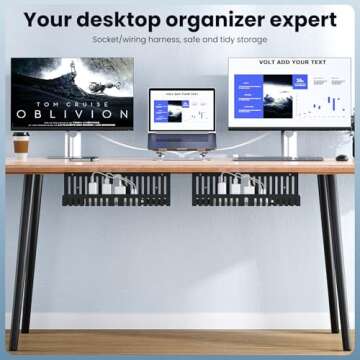 2 Pack Cable Management Tray,Under Desk Cable Tray,Metals Under Desk Cable Management Tray,Simple In...