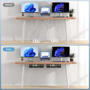 2 Pack Cable Management Tray,Under Desk Cable Tray,Metals Under Desk Cable Management Tray,Simple Installation