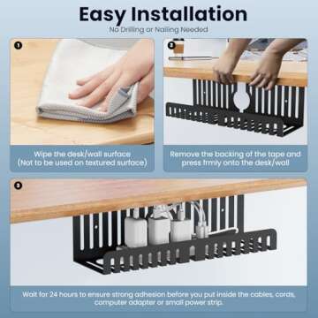 2 Pack Cable Management Tray,Under Desk Cable Tray,Metals Under Desk Cable Management Tray,Simple Installation