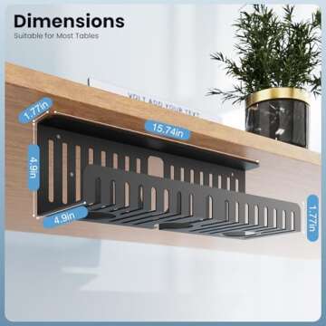 2 Pack Cable Management Tray,Under Desk Cable Tray,Metals Under Desk Cable Management Tray,Simple Installation