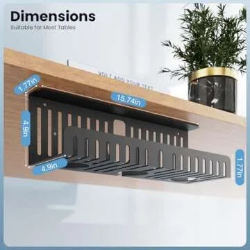 2 Pack Cable Management Tray,Under Desk Cable Tray,Metals Under Desk Cable Management Tray,Simple Installation