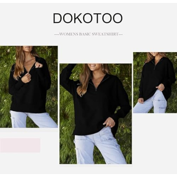 Dokotoo Women's Half Zip Pullover Sweatshirt - Trendy & Cozy