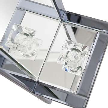 Howard Elliott Emerson Modern Decorative Hanging Wall Mirror with Shelf and Glass Candleholder, Beautiful Elegant Home Décor Mirrors, 24 x 9 Inches