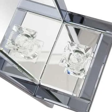 Howard Elliott Emerson Modern Decorative Hanging Wall Mirror with Shelf and Glass Candleholder, Beautiful Elegant Home Décor Mirrors, 24 x 9 Inches