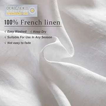 XZ XIFA White Linen Duvet Cover,100% Natural French Flax, Breathable & Durable Textured Bedding, Cooling Duvet Cover Sets 3pcs-1 Duvet Cover and 2 Pillowcases (King Size)
