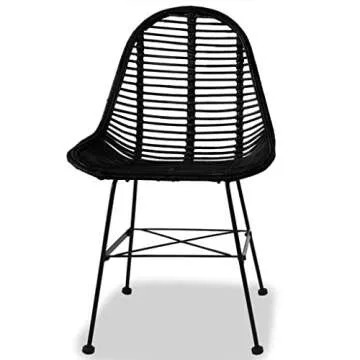 vidaXL 2X Dining Chairs - Natural Rattan Black Elegance