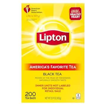 Lipton Black Tea Bags, Hot or Iced, Black tea with Caffeine, 400 Total Bags (200ct - Pack of 2)
