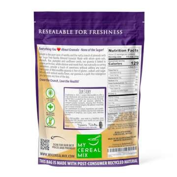 MyCerealMix Sugar Free Granola - Vanilla Almond | No Sugar Cereal with 5 Premium Seeds & Nuts | Vegan, Soy Free, Made with Organic Coconut Oil, No Sugar Alcohols, No Hidden Sugars | 24oz