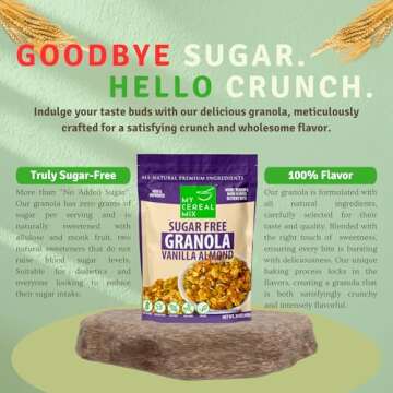 MyCerealMix Sugar Free Granola - Vanilla Almond | No Sugar Cereal with 5 Premium Seeds & Nuts | Vegan, Soy Free, Made with Organic Coconut Oil, No Sugar Alcohols, No Hidden Sugars | 24oz