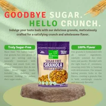 MyCerealMix Sugar Free Granola - Vanilla Almond | No Sugar Cereal with 5 Premium Seeds & Nuts | Vegan, Soy Free, Made with Organic Coconut Oil, No Sugar Alcohols, No Hidden Sugars | 24oz