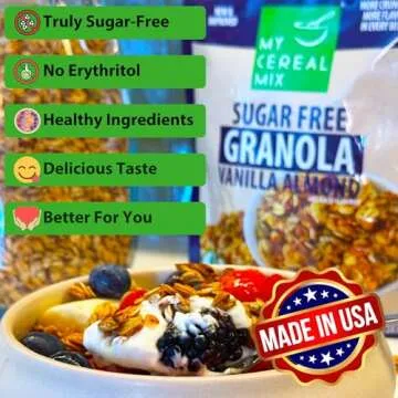 MyCerealMix Sugar Free Granola - Vanilla Almond | No Sugar Cereal with 5 Premium Seeds & Nuts | Vegan, Soy Free, Made with Organic Coconut Oil, No Sugar Alcohols, No Hidden Sugars | 24oz